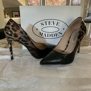 Steve Madden 7 leopard/black pump